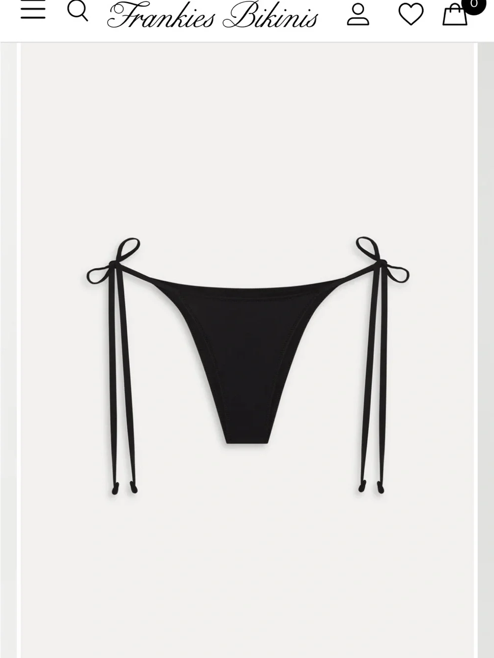 Frankie's Bikinis Black Tie-Side Bikini Bottom